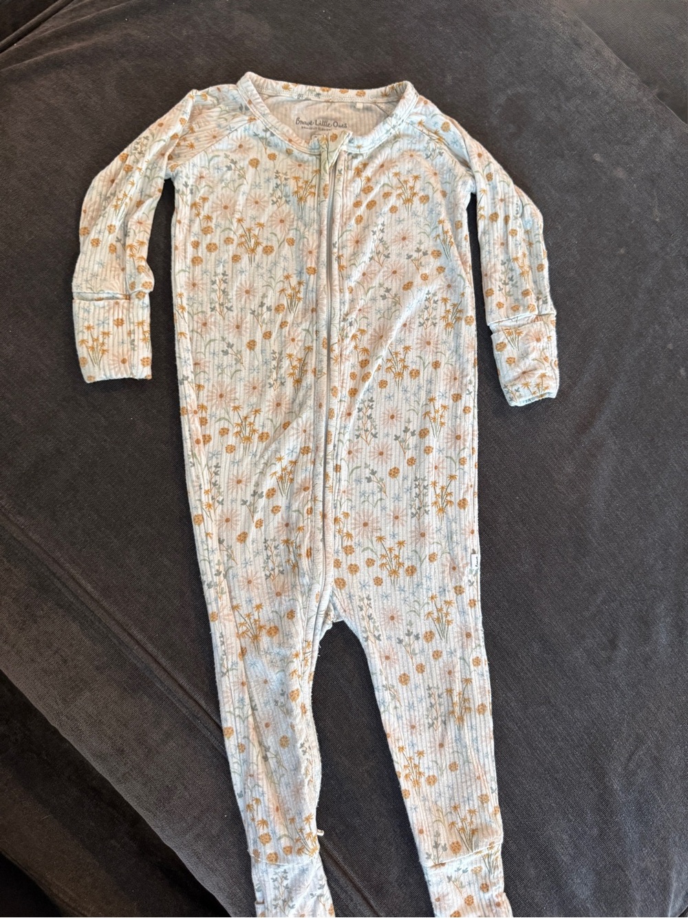 Brave Little Ones Light Green Floral Ribbed Bamboo Pajamas